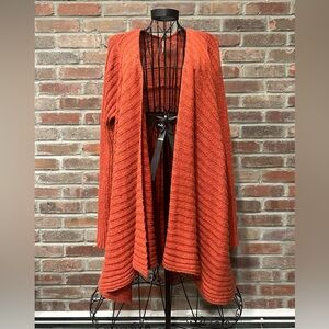 Free People Orange Swing Ribbed Cardigan Size Medium